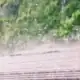 Summer Rain With Hail Falls On The Roof Of Slate