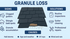 asphalt shingle roofing granule loss causes