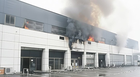 commercial building and roof fire