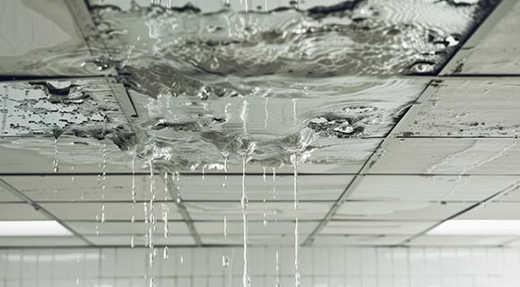 Commercial building low slope membrane roofing system leaking