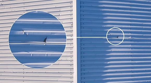 Damage and repair commercial metal roof