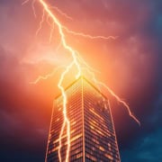 Tall commercial roof lightning damage Lightning damage tall commercial roof