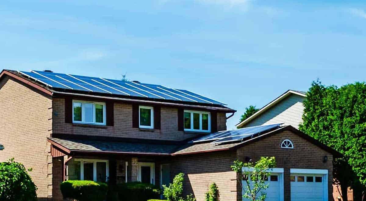 solar panels on residential sloped roof